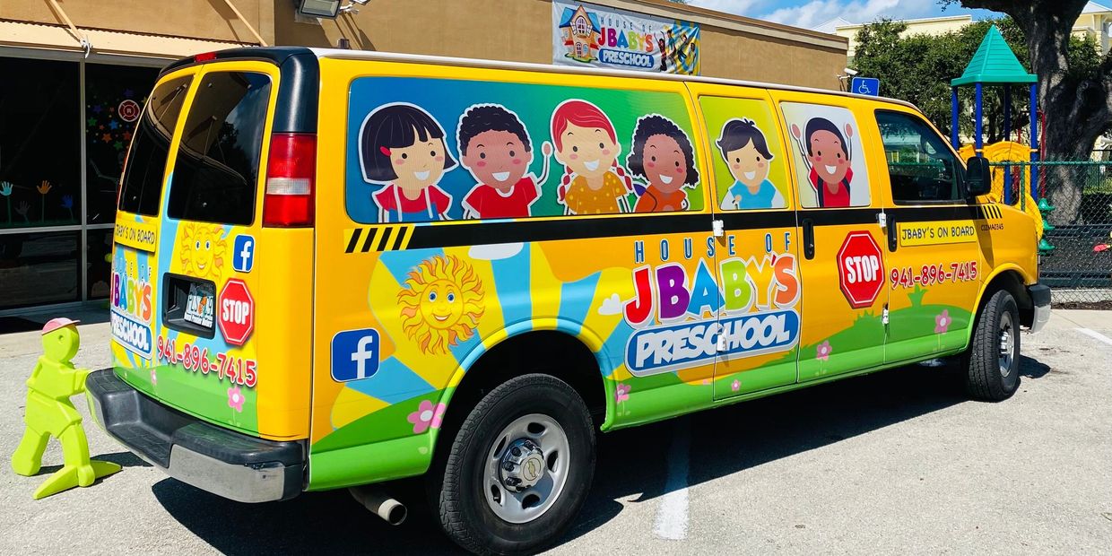 JBaby's Preschool bus for students ages 2 to 12 years