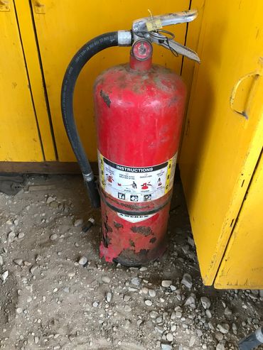Condemned Fire Extinguisher found during a annual inspection last certified in 2019. Removed from se