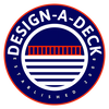 Design-A-Deck logo with a circular blue background, white text, and a red deck illustration.