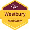 Westbury Pro Rewards logo with maroon and yellow colors.