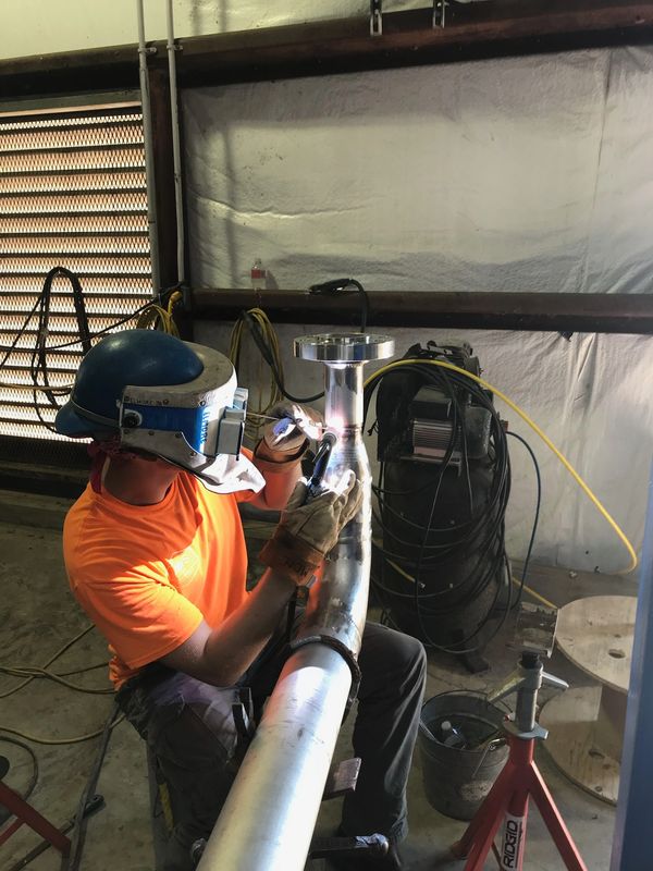 prefabrication stainless steel spools for installation on a high pressure water system