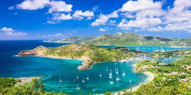 Overlook of a bay in Antigua