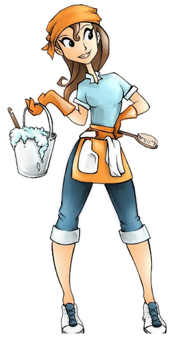 cartoon cleaning lady
