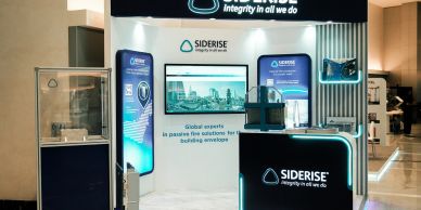Trade show booth for SIDERISE with displays and lighting.