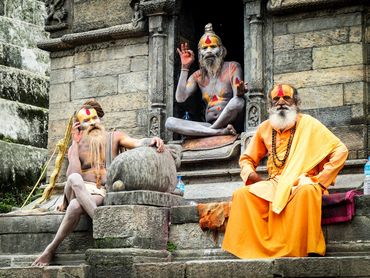 Sadhus at Pashupatinath temple in Kathmandu, Nepal