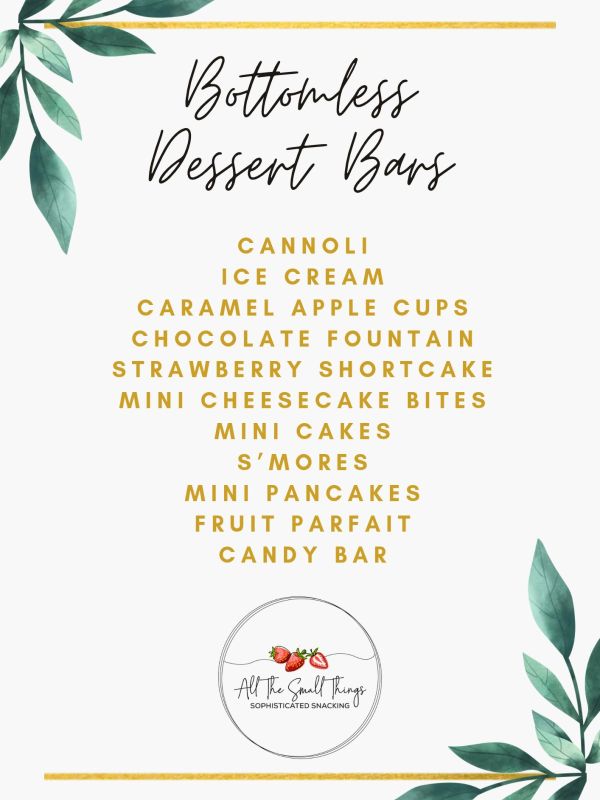 List of bottomless dessert bar options with elegant design.