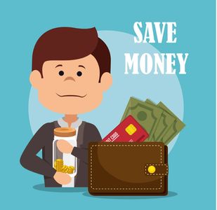 Save money wallet man with piggy bank