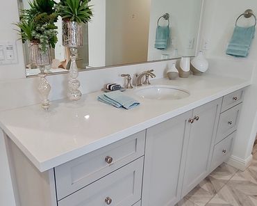 Bathroom Vanity with White Quartz Counters