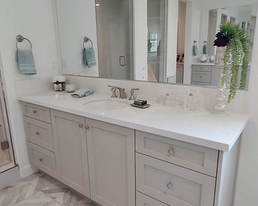 Bathroom Vanity with White Quartz Counters
