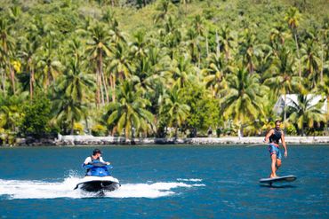 Tahiti sport fishing charter boat foil boarding activity