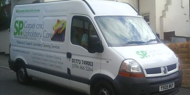 carpet cleaning Nottingham and Derby van, collecting rugs from Nottingham