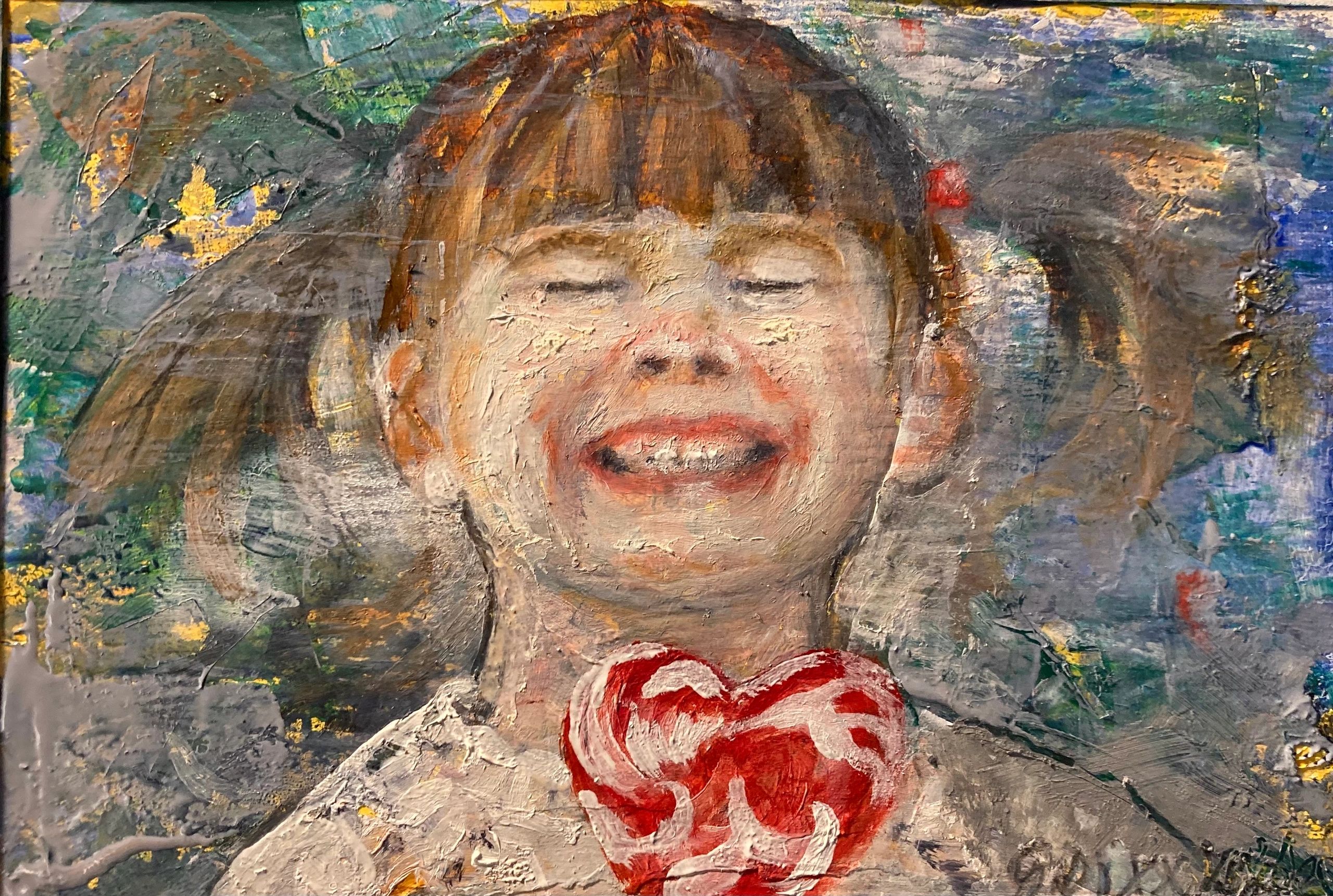 miniature oil of girl with loving smile