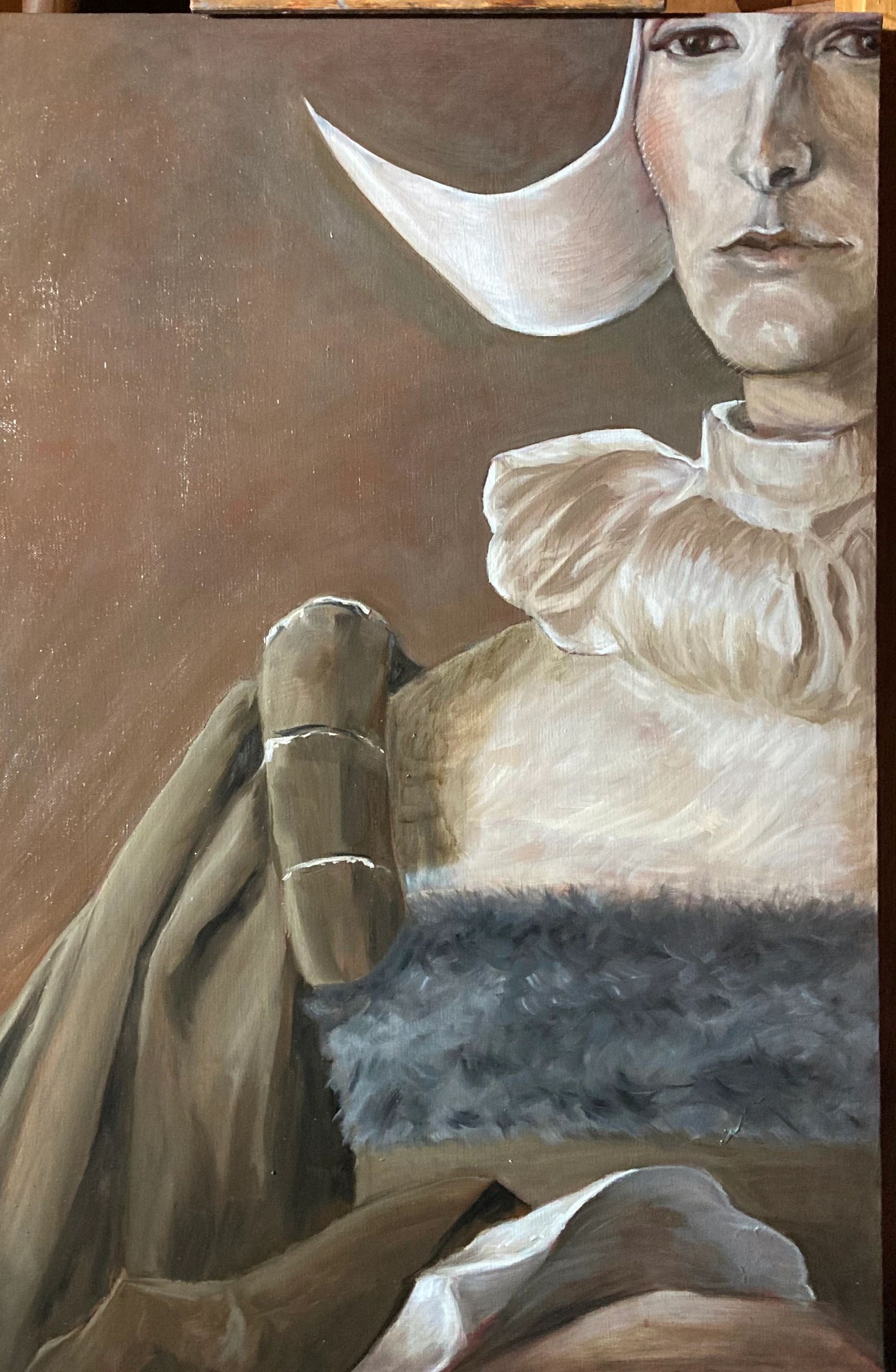 Oil on canvas: woman detail