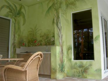 A custom green color wall painting 