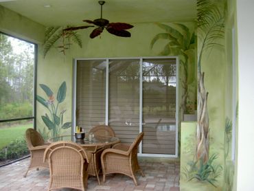 A custom green color wall painting for the backyard