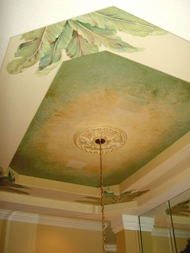 Simple Green design with leaf patterns for ceiling 