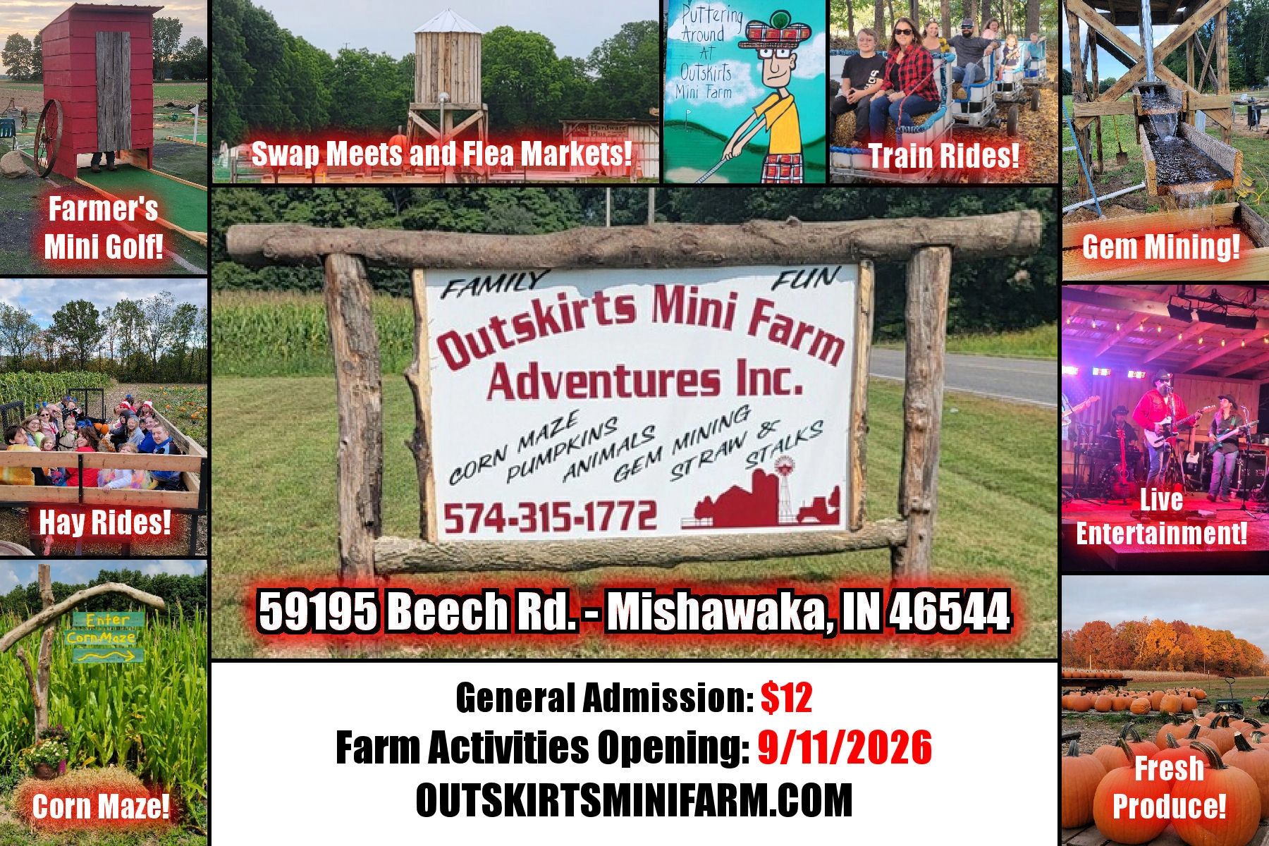 The attractions and info for Outskirts Mini Farm Adventures.