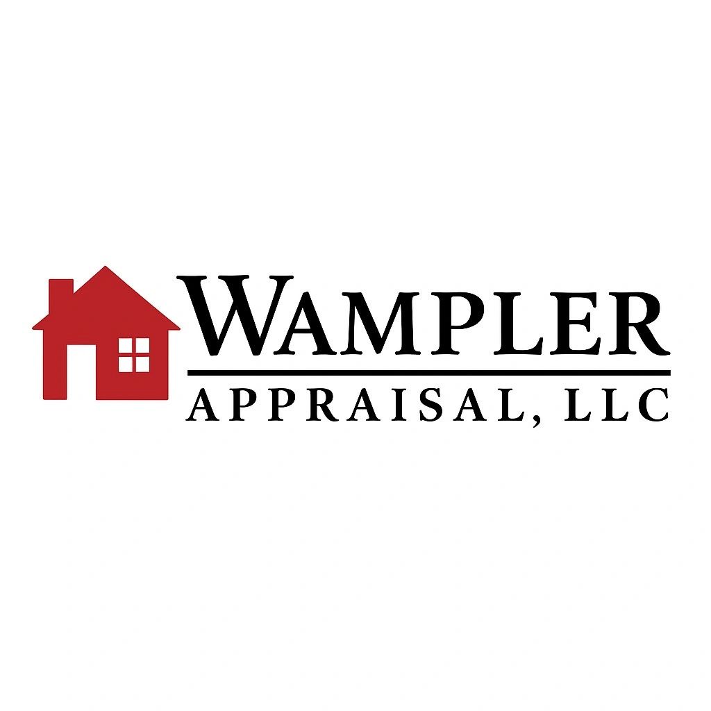 Logo of Wampler Appraisal, LLC with a red house icon.