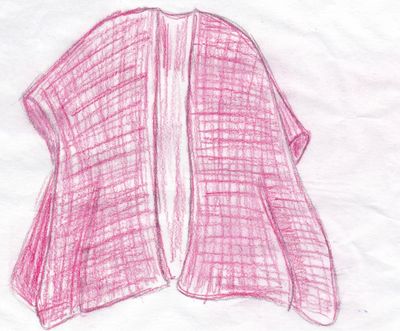 Hand-drawn pink cape with textured lines.