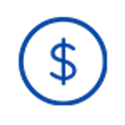 blue circle with dollar sign inside