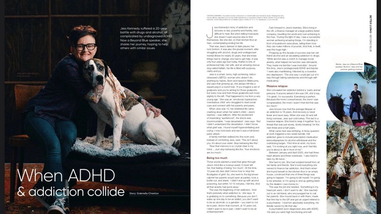 Jess Kennedy shares her journey battling ADHD and addiction, aiming to help others.