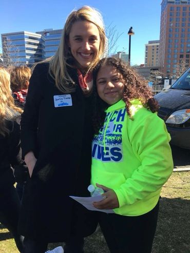 CT State Representative Caroline Simmons  and youth speaker at Stamford March for Our Lives 2018