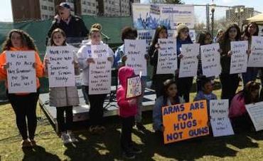Youth activists at at Stamford March for Our Lives 2018