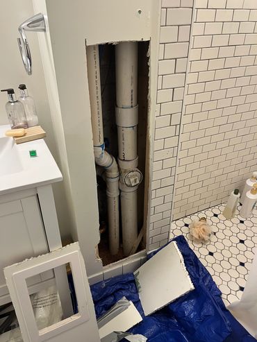 Bathroom Pipes Drywall Patch