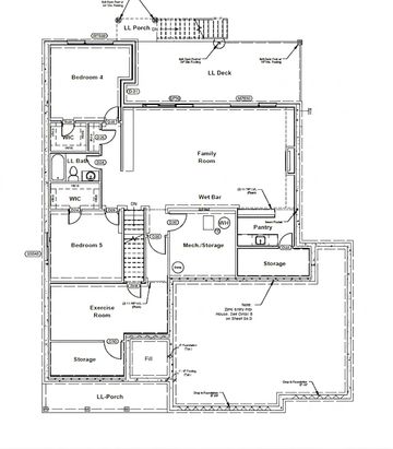 Basement Elevation for Azalea Home plan in Urbandale Iowa from Custom home builder MinAko Homes