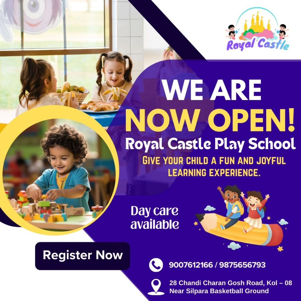 Royal Castle Play School now open with fun learning and day care available.