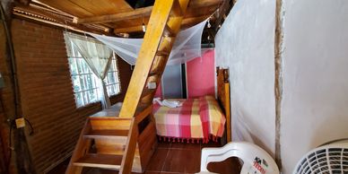 Main room of the rustic cabin in Yelapa