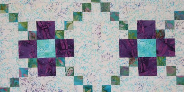 Forget me not quilt pattern by Lizard Creek Quilting. Fabric by Island Batik