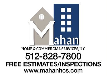 Logo of Mahan Home & Commercial Services with contact details and website.