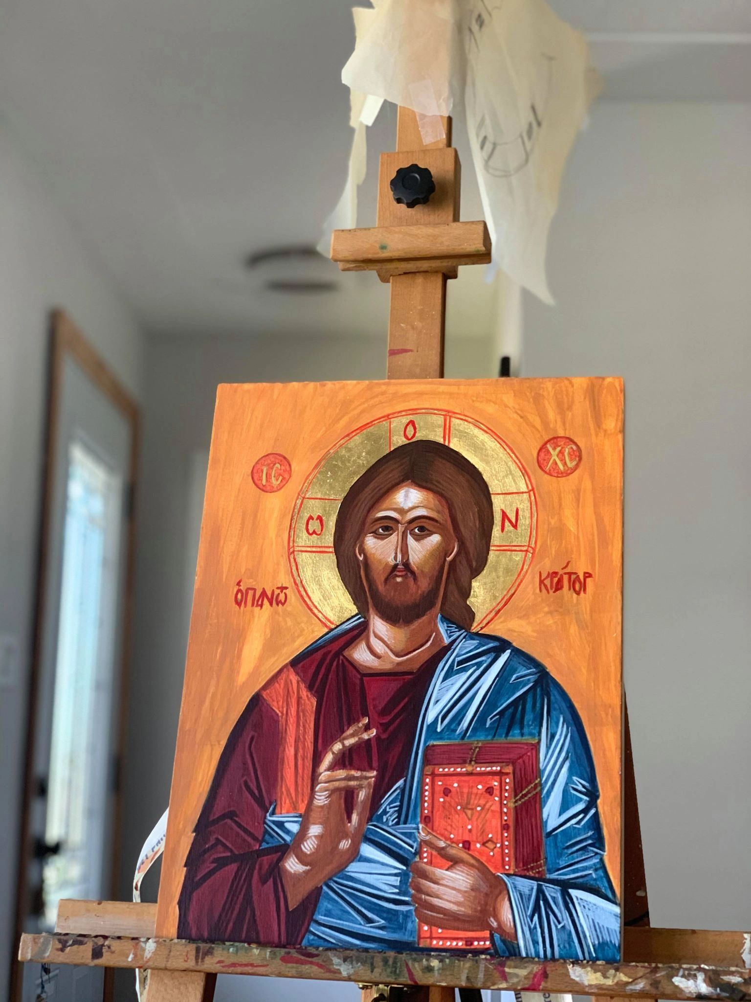 Christ Pantocrator (Χριστὸς Παντοκράτωρ) is a specific depiction of Christ.
Acrylic on Wood Panel.