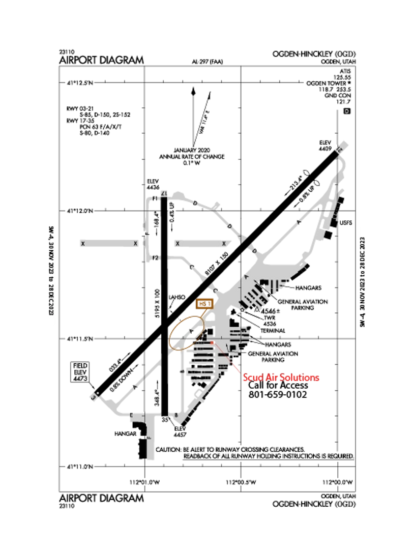 Scud Air Solutions Location on Ogden Airport.