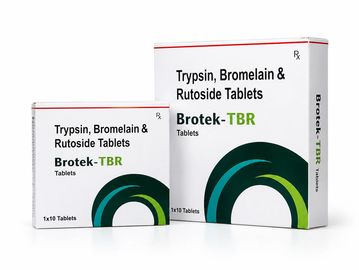 Packages of Brotek-TBR Trypsin, Bromelain & Rutoside Tablets.