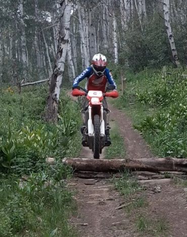 Eric demonstrating front wheel loft and purposeful wheelies
Grand Mesa, CO