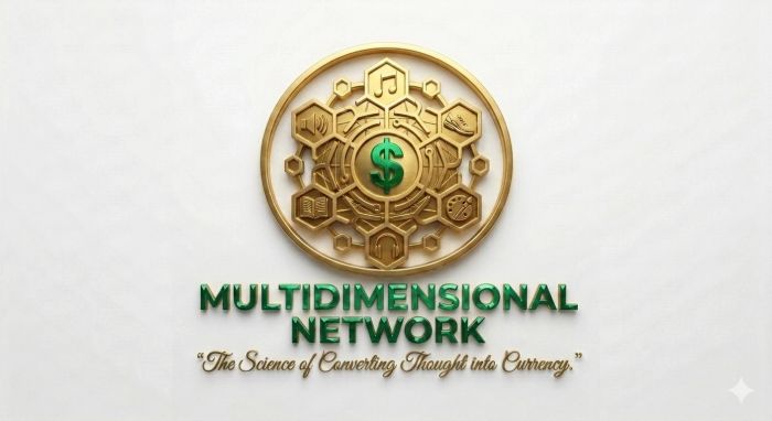 The Multidimensional Network logo symbolizing various dimensions of networks. The dollar sign in the center symbolizes a core aspect of networking, incorporating successful lifestyles practices and accumulation of knowledge