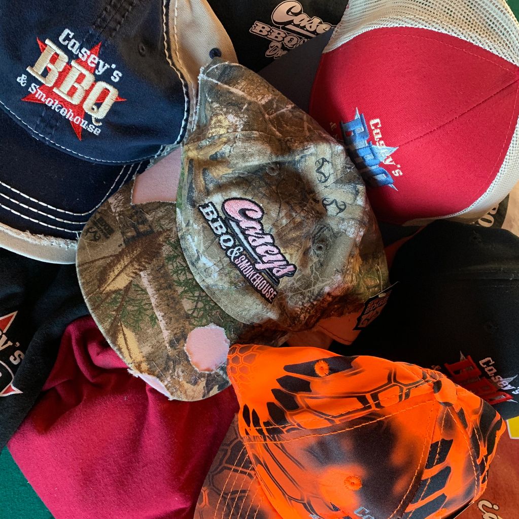 Bases ball caps, Trucker hats, Caseys BBQ and Smokehouse Egg Harbor, Caseys BBQ Door County,  