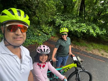 Going biking with my family