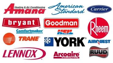 Certified HVAC technician servicing an outdoor central air conditioning unit from a major brand.