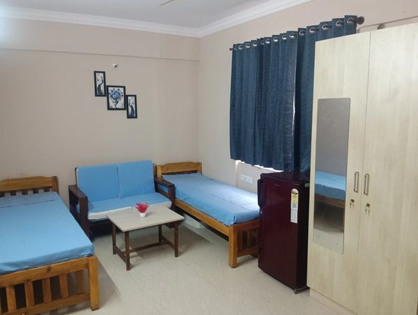Fully furnished space for two persons with food individual wifi fridge and more