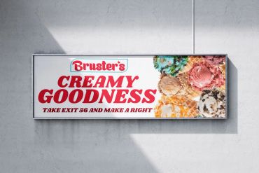 Billboard advertising Bruster's creamy ice cream goodness with directions by Kindall Wright - KX Graphic Design.