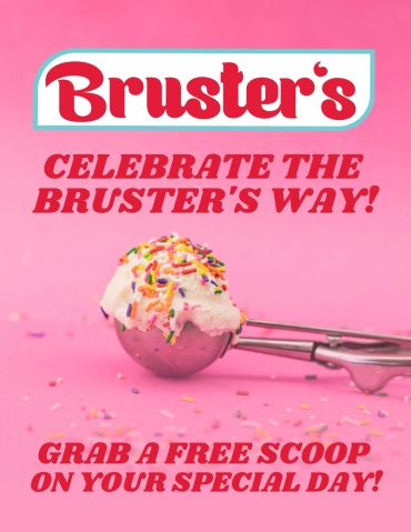 Bruster's offers a free ice cream scoop to celebrate your special day by Kindall Wright - KX Graphic Design.