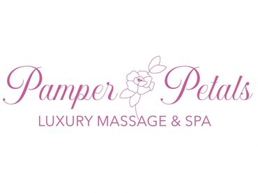 Pamper Petals logo with floral design for luxury massage and spa by Kindall Wright - KX Graphic Design.