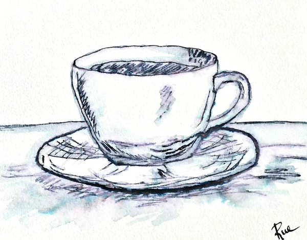 Ink painting sketch by artist Rue for Rue La Art.