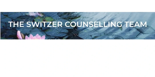 The Switzer Counselling Team logo with water and lilies background.