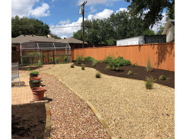 Xeriscape with greenhouse