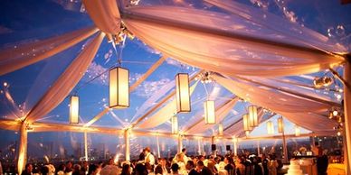 Clear top and white large tent rental