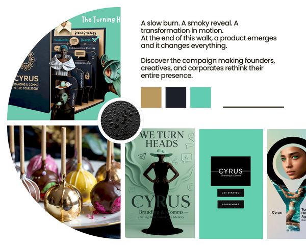 designs ideas of Cyrus branding & Comms